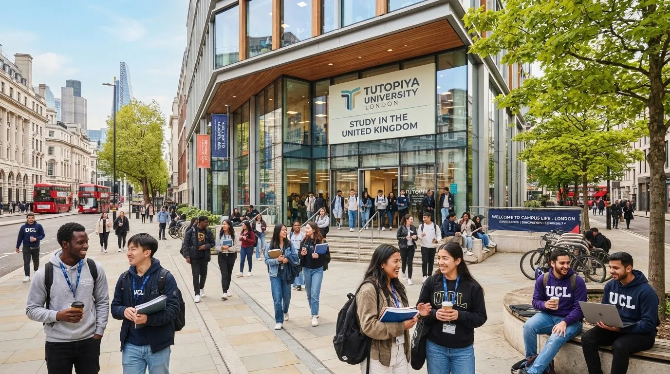 A modern glass-fronted university building in a city centre